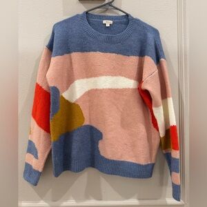 debut Abstract dopamine Colorblock Crewneck Sweater in Pink, Blue, Orange size M